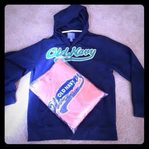 Old Navy's logo zip up hoodies
